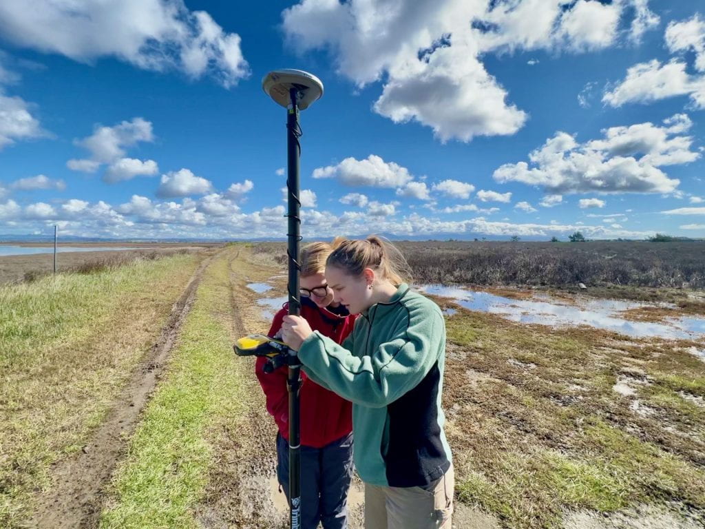 Olivia Equinoa and Ruby Montgomery survey at Salinas River National Wildlife Refuge